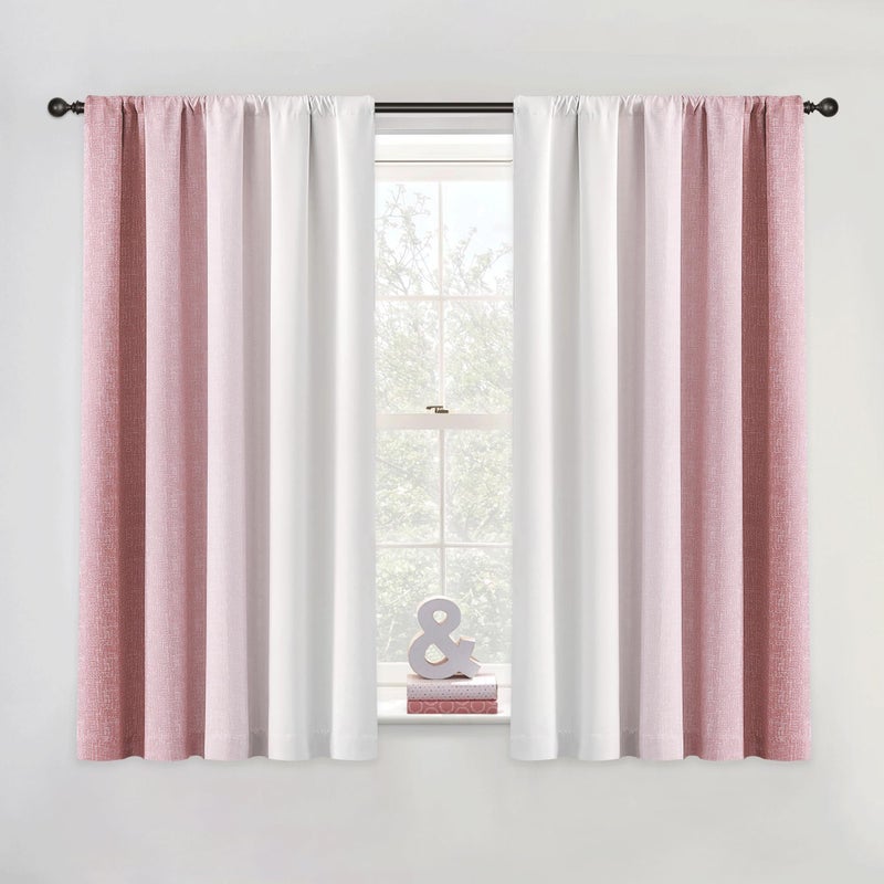 Geomoroccan Ombre 100 Blackout Curtains 54 Inch Length 2 Panels for Girls Room Bedroom Pink White Gradient Patterned Room Darkening Privacy Thermal Insulated Rod Pocket Window Treatment Drapes