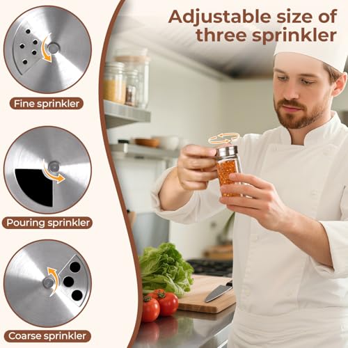 ComSaf Spice Jars with Shaker lids Adjustable 4oz 6PCS 9 DIY Labels Spice Jars Trial Set Supplement Set Empty Ingredient Containers and Square Ingredient Bottles for Kitchen and Seasoning - Image 3