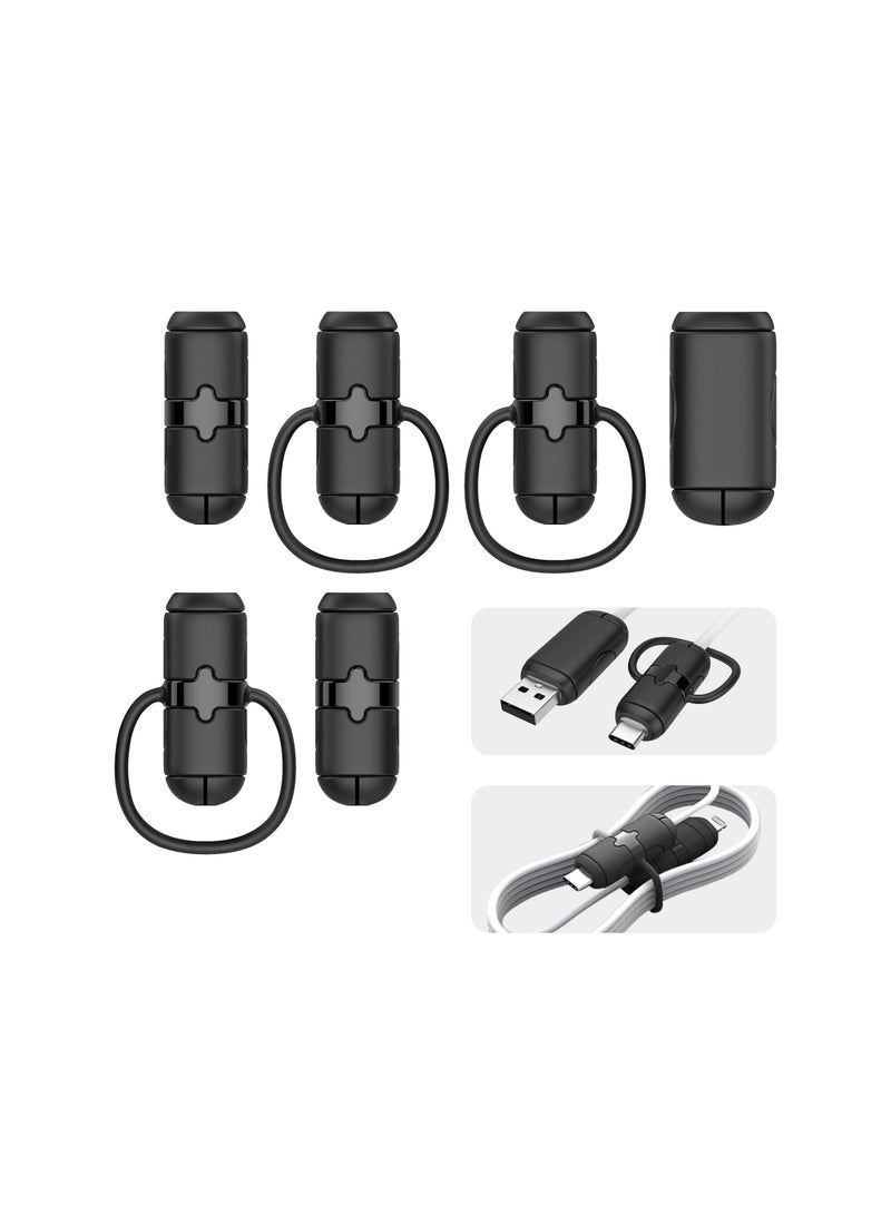 Y&D Cable Protector, (Lightening C & A to C) for Phone/Pad USB Cable, Silicone Cord Protector Laptop Pad Android Cover, Sleeve, Chomper, (Black)(3 Sets) - Image 1