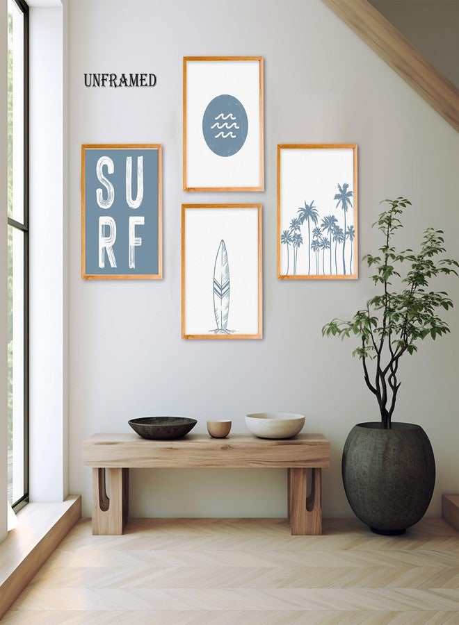 BearCake Coastal Summer Beach Surfing Wall Art Set of 4, Surf Room Decor, Beachy Room Decor Aesthetic, Coastal Wall Decor, Nautical Wall Art Decor, Coastal Beach House Decor, 8x10 Inches - Image 2