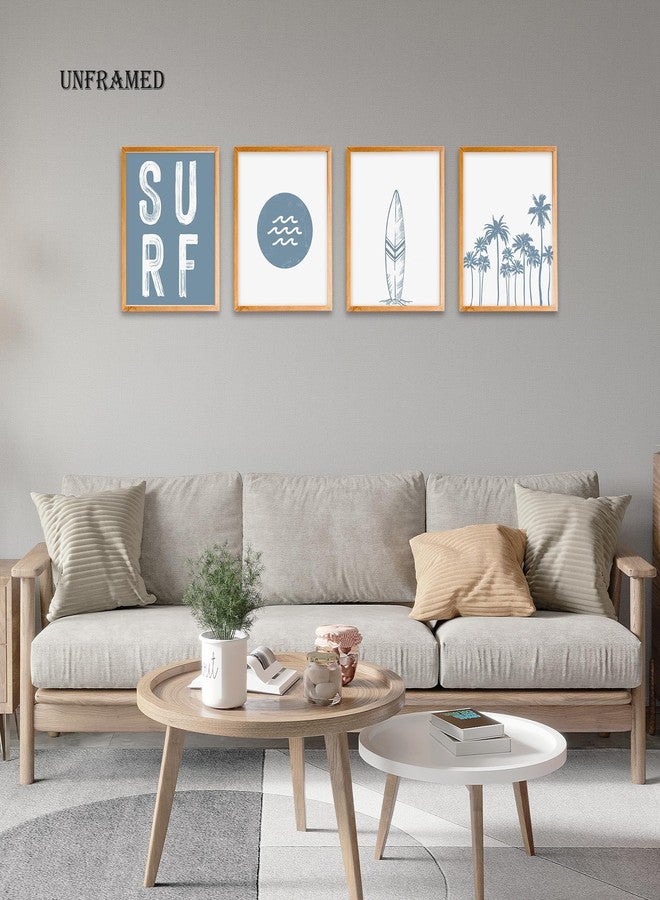 BearCake Coastal Summer Beach Surfing Wall Art Set of 4, Surf Room Decor, Beachy Room Decor Aesthetic, Coastal Wall Decor, Nautical Wall Art Decor, Coastal Beach House Decor, 8x10 Inches - Image 3