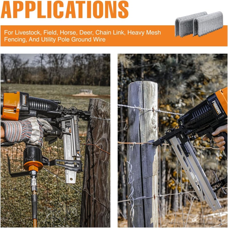 Freeman 10.5-Gauge 1-1/4" Fencing Staples | Glue Collated | Galvanized Steel | 1,500 Count | for Livestock Fencing, Pet Enclosures, Trellising, Deer Control & Farm Use | FS105G125 - Image 3