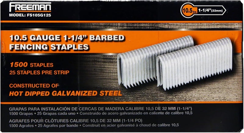 Freeman 10.5-Gauge 1-1/4" Fencing Staples | Glue Collated | Galvanized Steel | 1,500 Count | for Livestock Fencing, Pet Enclosures, Trellising, Deer Control & Farm Use | FS105G125 - Image 5