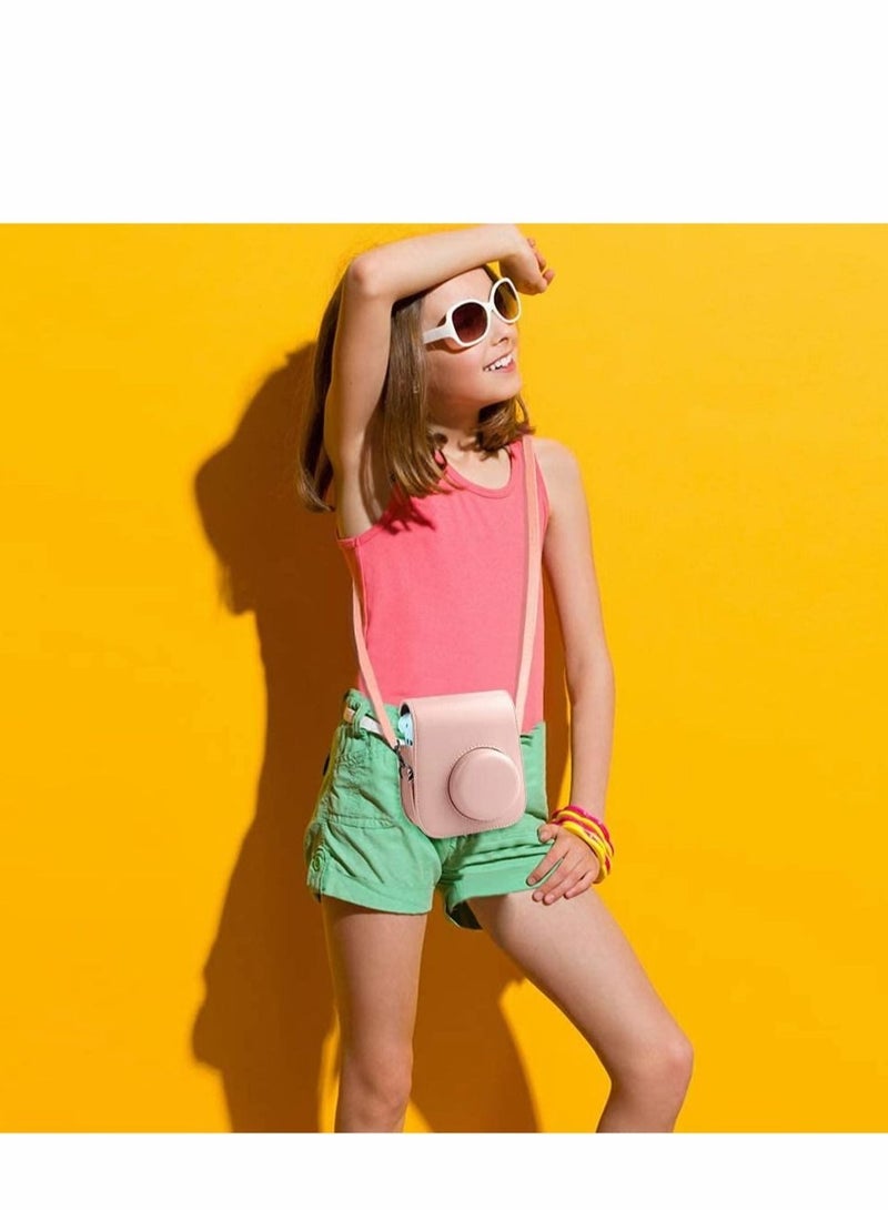 كابتن تيك Case for Fujifilm Instax Mini 11 Case PU Leather Instant Camera Cover with Adjustable Strap Designed Cover Blush Pink - Image 2