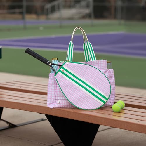 Lilly Pulitzer ليلي بوتري باركيت شنطة تنس مع حزام كتف قابل للإزالة، شنطة كتف تنس كبيرة لمضرب التنس، بيكلبول، رياضات المضرب، شنطة سفر، بنكي كانين - Image 4