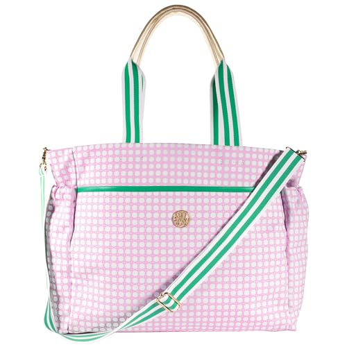 Lilly Pulitzer ليلي بوتري باركيت شنطة تنس مع حزام كتف قابل للإزالة، شنطة كتف تنس كبيرة لمضرب التنس، بيكلبول، رياضات المضرب، شنطة سفر، بنكي كانين - Image 2