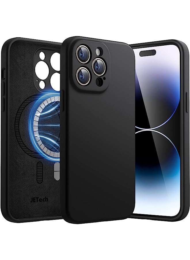 Jetech Magnetic Silicone Case For Iphone 14 Pro 6.1-Inch, Compatible With Magsafe, Phone Cover With Camera Lens Full Protection (Black) - Image 1