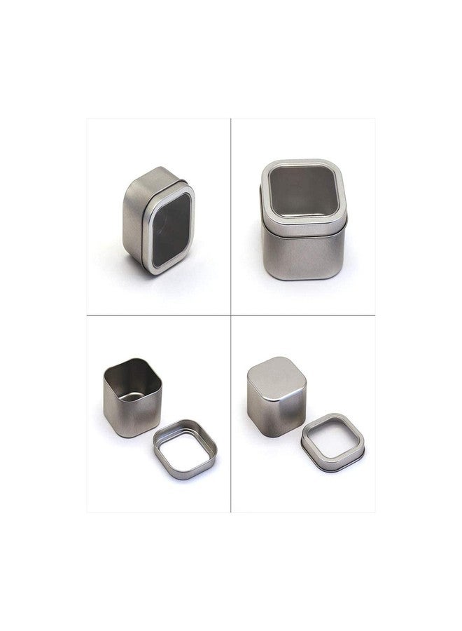 KisSealed Square Metal Tins with Window Lids,15-Pack Empty Square Silver Tins for Candle Making, Candies, Gifts & Treasures (4 OZ) - Image 3