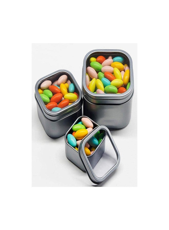 KisSealed Square Metal Tins with Window Lids,15-Pack Empty Square Silver Tins for Candle Making, Candies, Gifts & Treasures (4 OZ) - Image 5