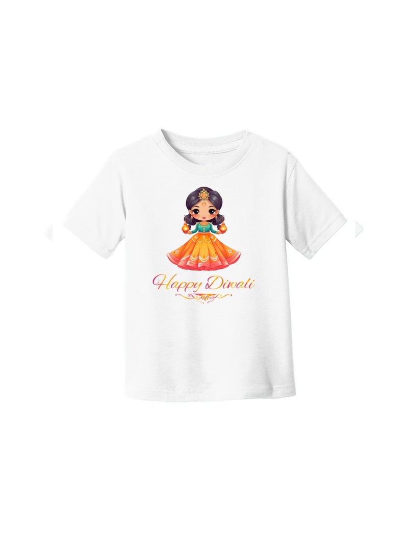 برينت شوب فور مي تي شيرت ديوالي للأطفال البنات - احتفل بمهرجان الأضواء مع قمصان احتفالية ومريحة بأكمام قصيرة للفتيات - مثالية لحفلات ديوالي - Image 3
