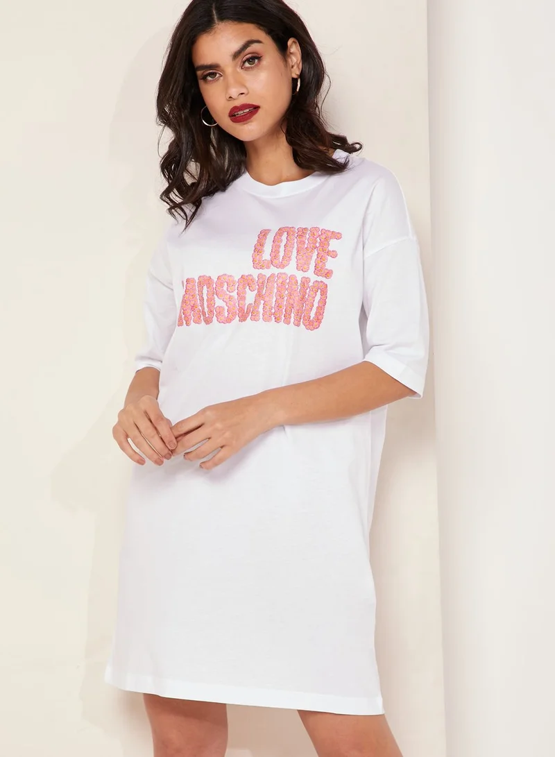 Love Moschino Embellished Logo T-Shirt Dress