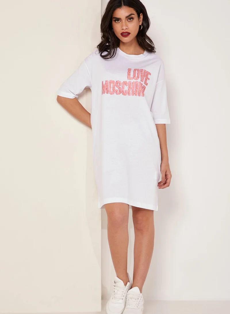Love Moschino Embellished Logo T-Shirt Dress