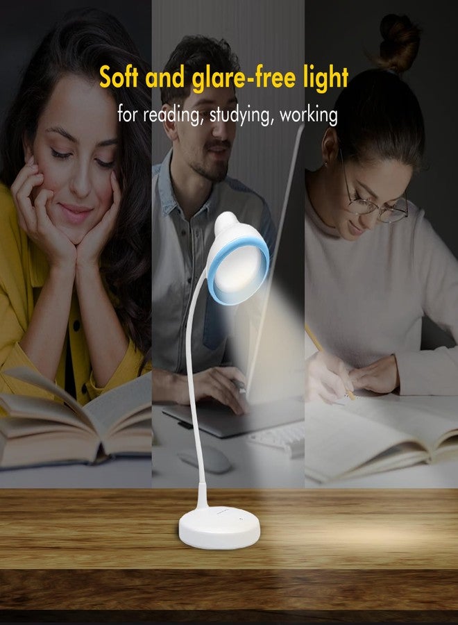 Wipro Re-Chargeable LED Table Lamp, Round and Flexible Design with 3 Grade Dimming, 6W Desk Lamp for Study with Adjustable Neck, White, ABS, Pack of 1 - Image 4