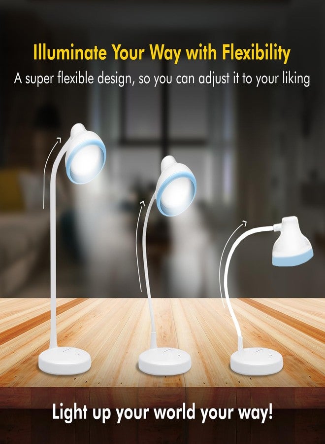 Wipro Re-Chargeable LED Table Lamp, Round and Flexible Design with 3 Grade Dimming, 6W Desk Lamp for Study with Adjustable Neck, White, ABS, Pack of 1 - Image 5