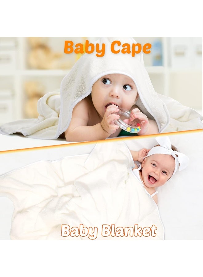 Reginary 4 Pack Baby Hooded Towels Coral Fleece Baby Bath Towels 30 x 30 Inch Soft Absorbent Hooded Bath Blanket for Newborn Toddler Infant Boy Girl Shower Gift Supplies (White) - Image 5
