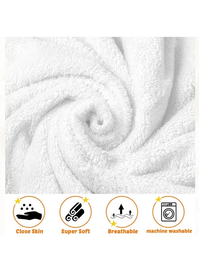 Reginary 4 Pack Baby Hooded Towels Coral Fleece Baby Bath Towels 30 x 30 Inch Soft Absorbent Hooded Bath Blanket for Newborn Toddler Infant Boy Girl Shower Gift Supplies (White) - Image 2