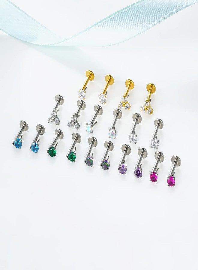 BelezaDosas G23 Titanium Labret Studs Threadless Push Back 16G Lip Tragus Helix Cartilage Earring Piercing Jewelry (1 pair Vitrail Medium) - Image 4