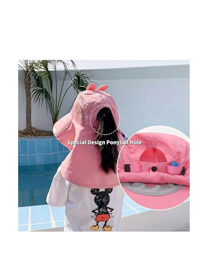 GUDOO قبعة دلو للأطفال بحماية من أشعة الشمس UPF50+ وقبعة واقية من الشمس وقبعات شاطئ كبيرة الحواف مع شبكة وحزام ذقن قابل للتعديل وقبعة صياد للأولاد والبنات من سن 3 إلى 10 سنوات - Image 5