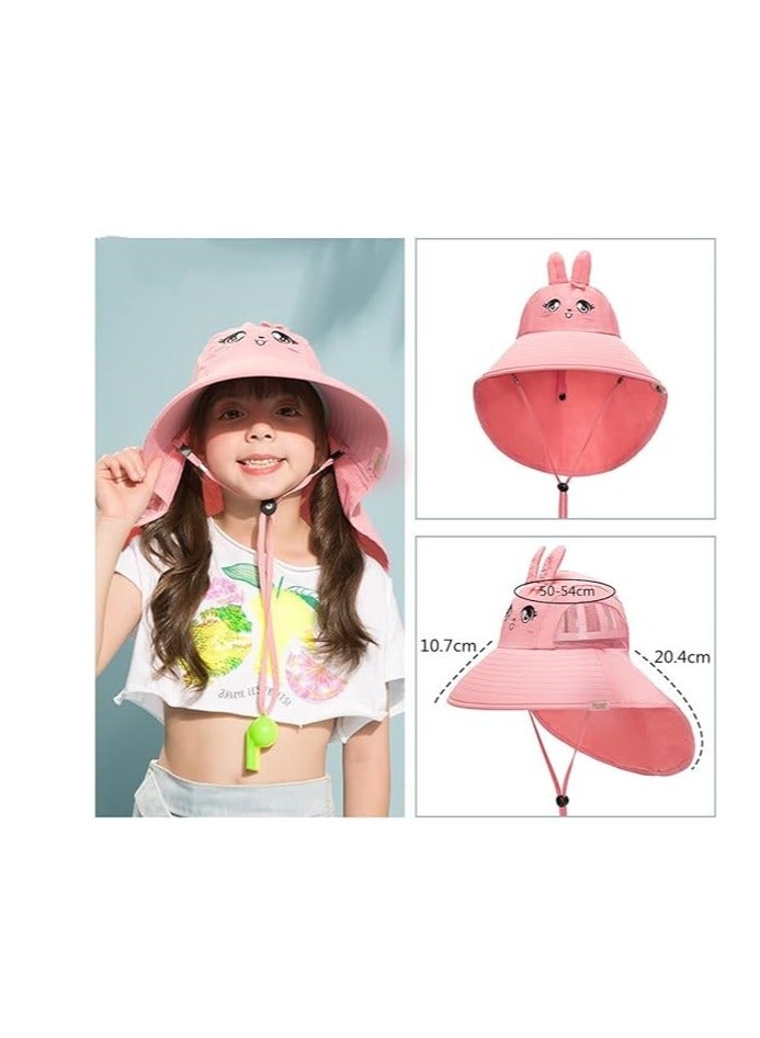 GUDOO قبعة دلو للأطفال بحماية من أشعة الشمس UPF50+ وقبعة واقية من الشمس وقبعات شاطئ كبيرة الحواف مع شبكة وحزام ذقن قابل للتعديل وقبعة صياد للأولاد والبنات من سن 3 إلى 10 سنوات - Image 2