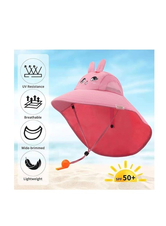 GUDOO قبعة دلو للأطفال بحماية من أشعة الشمس UPF50+ وقبعة واقية من الشمس وقبعات شاطئ كبيرة الحواف مع شبكة وحزام ذقن قابل للتعديل وقبعة صياد للأولاد والبنات من سن 3 إلى 10 سنوات - Image 4