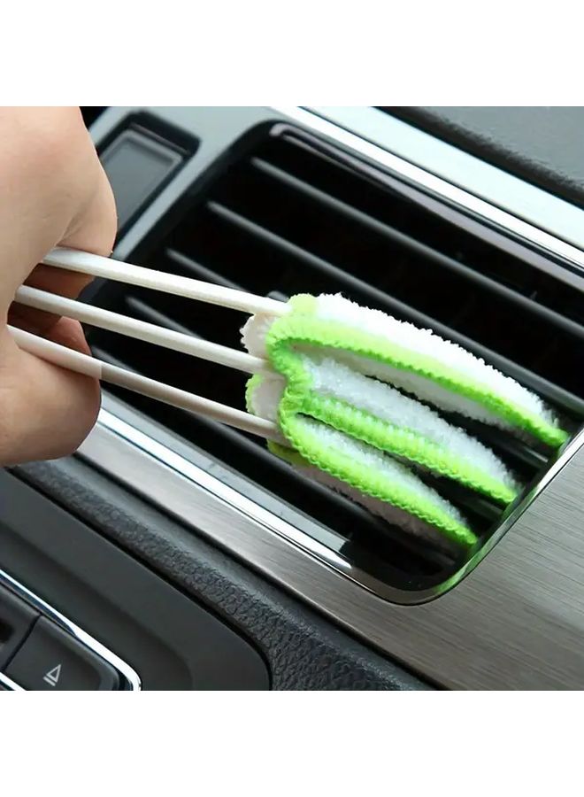 Green Car Vent Cleaning Brush with Detachable Washable Bristles for Dust Removal - Image 2