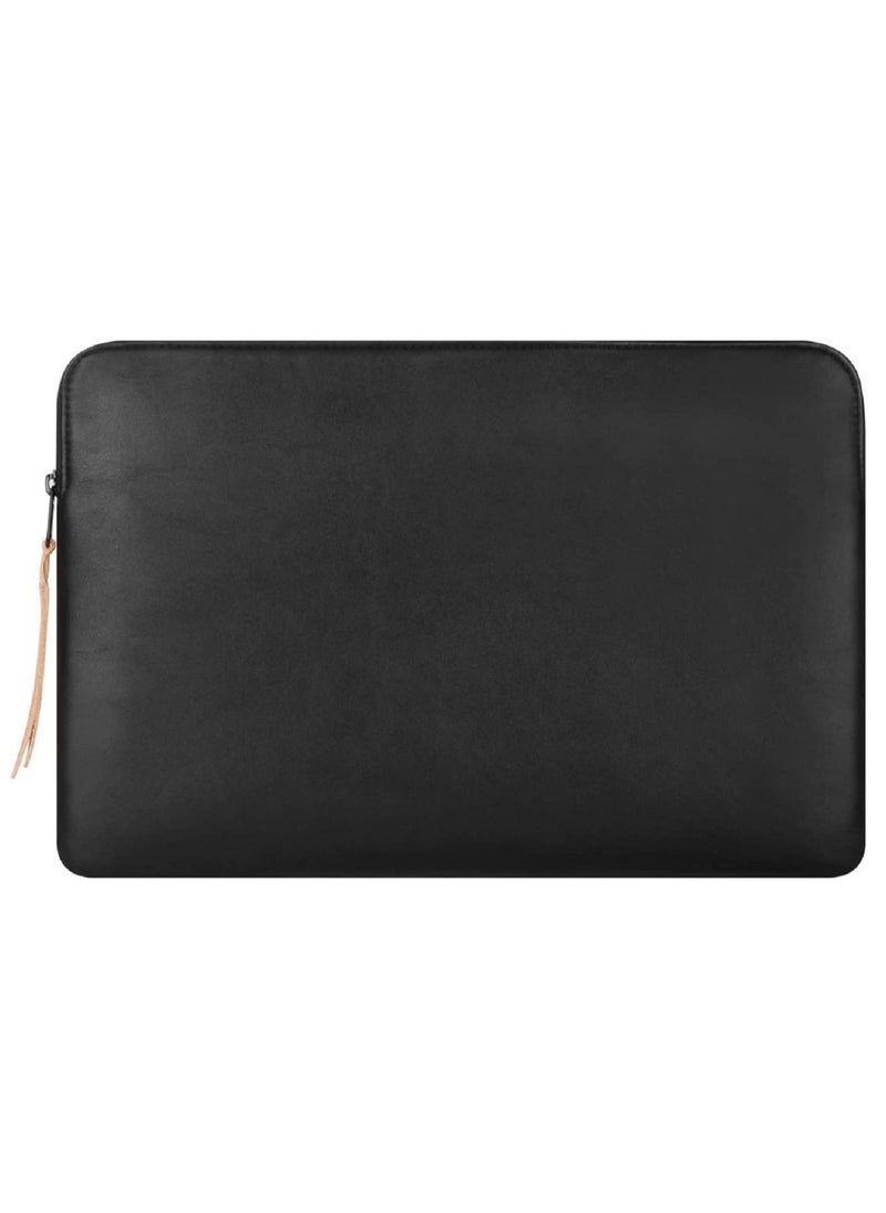CONTACTS Slim Protective Laptop Sleeve 13 and 13.3 Inch Compatible with 13 Inch MacBook Pro  MacBook  Air Faux Leather Bag Water Resistant Cover Notebook Computer Case for Mac Black New  - Image 1