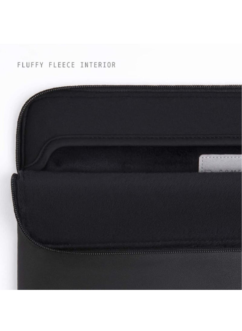 CONTACTS Slim Protective Laptop Sleeve 13 and 13.3 Inch Compatible with 13 Inch MacBook Pro  MacBook  Air Faux Leather Bag Water Resistant Cover Notebook Computer Case for Mac Black New  - Image 5