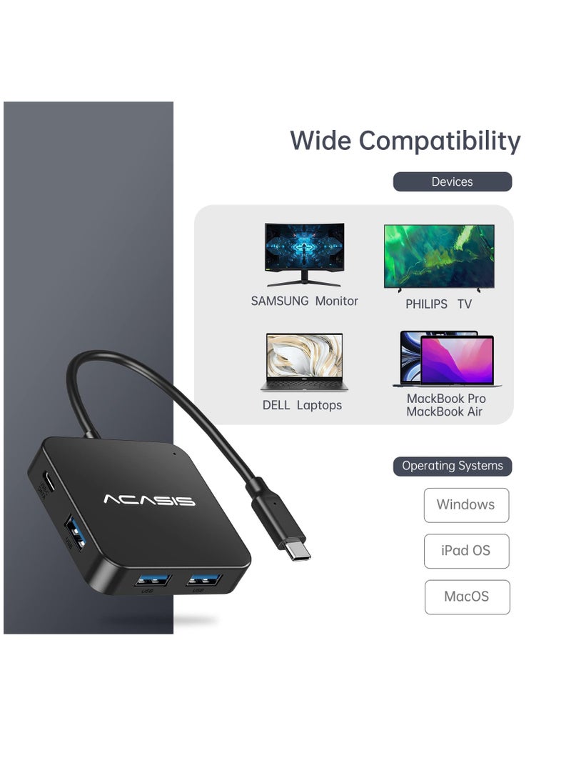 SYOSI - USB C Hub, Multi-Port USB Type-C Hub with 4K HDMI, Power Delivery 100 W | 3 USB 3.0 Port | 1 Type-C 3.0 Port | USB Splitter Adapter for MacBook, Mac Mini, XPS, Laptop and USB C Devices (0.5ft) - Image 1