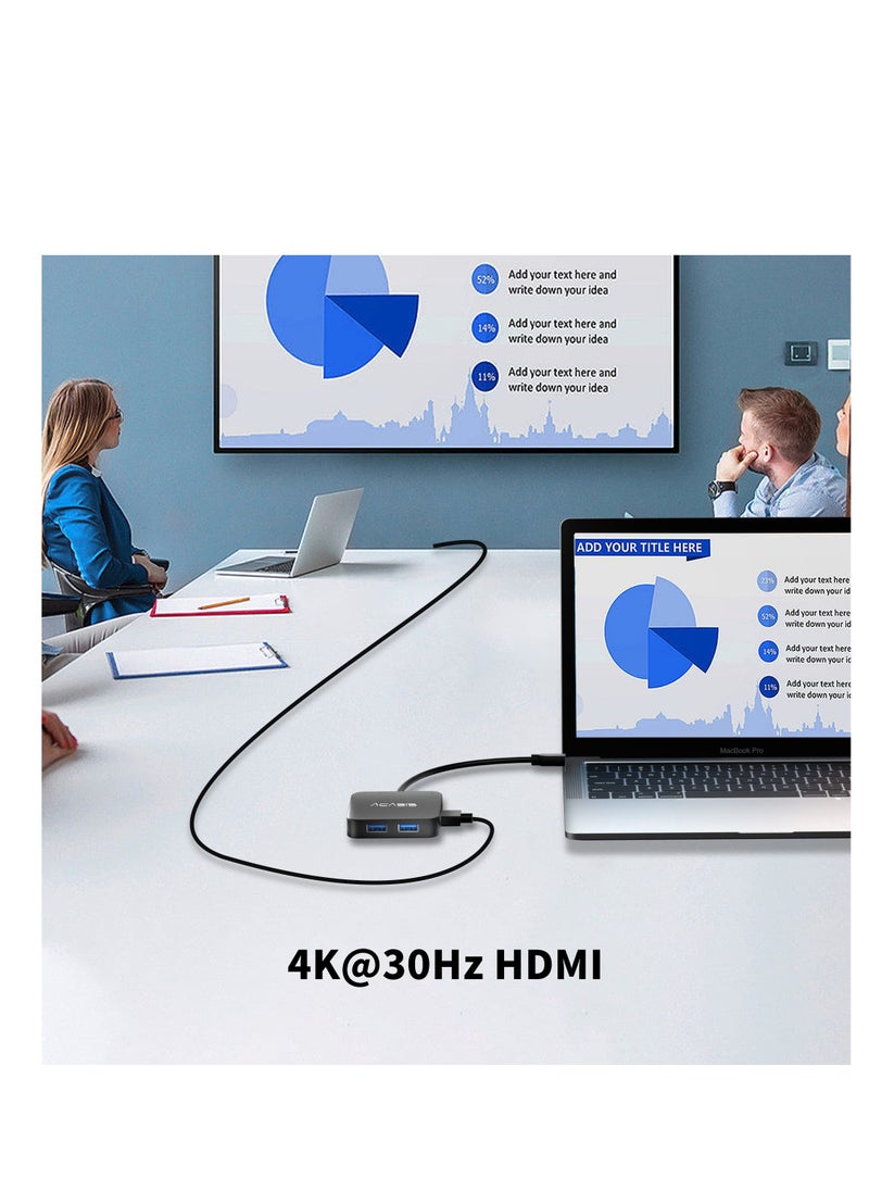 SYOSI - USB C Hub, Multi-Port USB Type-C Hub with 4K HDMI, Power Delivery 100 W | 3 USB 3.0 Port | 1 Type-C 3.0 Port | USB Splitter Adapter for MacBook, Mac Mini, XPS, Laptop and USB C Devices (0.5ft) - Image 1