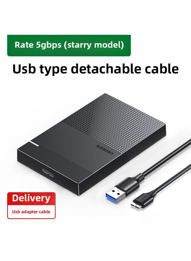 Green Union Mobile Hard Disk Box 2.5 External Usb3.0/3.1type-c External Desktop Reading Protection-Color:usb Separation Line-Stars (30725)