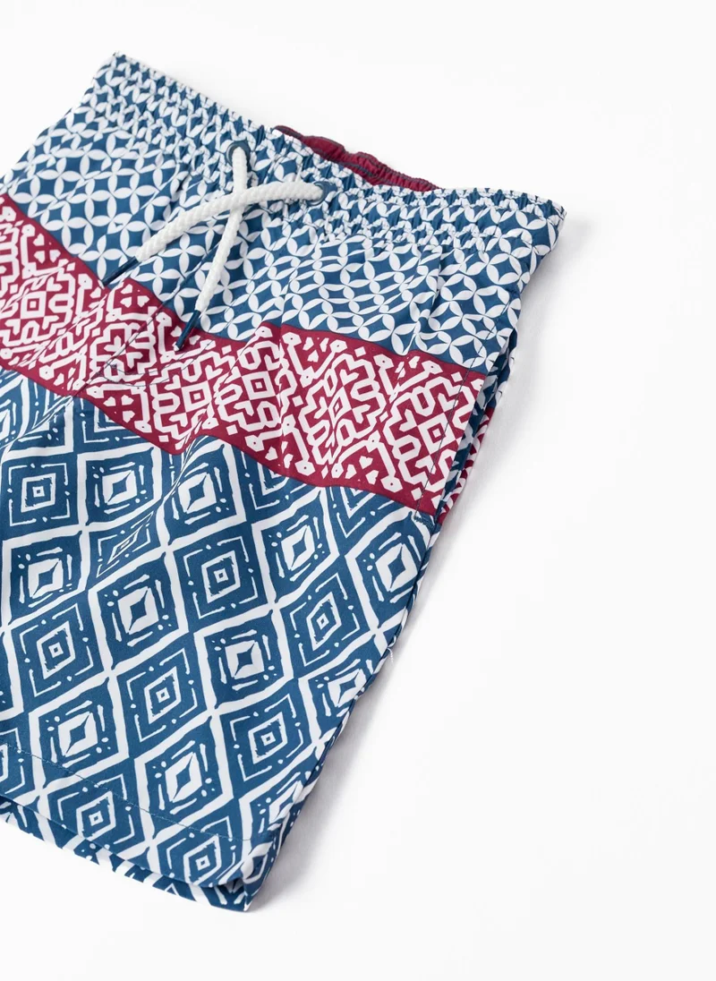 Zippy Swim Shorts with Ethnic Pattern for Boys