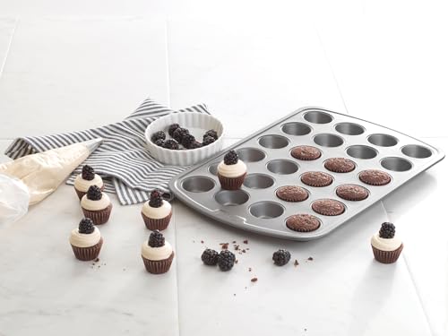 GoodCook بان كعك ميني غير لاصق من جود كوك بسعة 24 كوب، بان كعك بحجم 24 كوب مع أكواب بقطر 1-7/8"، رمادي - Image 3