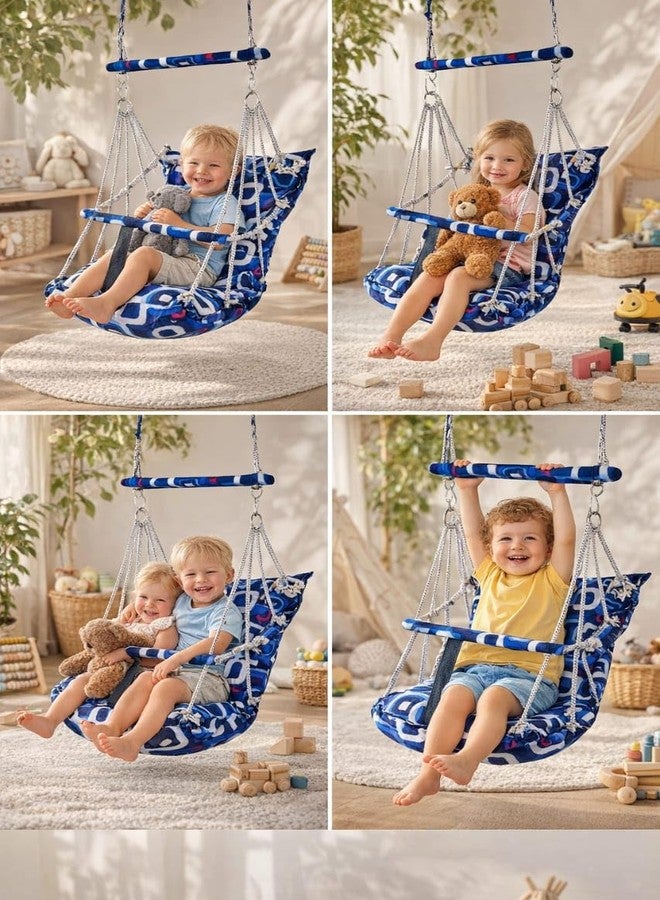 Cotton Baby Swing for Kids | Soft Fabric Baby Jhula | Indoor & Outdoor Hanging Swing for Infants and Toddlers (Blue) - Image 2