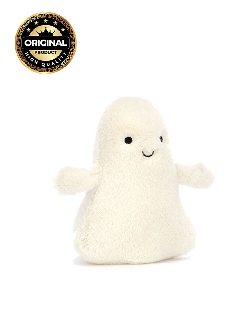 Ooky Ghost Plush Toy – Soft Smiling Ghost Stuffed Animal with Cream Textured Fabric, Cute Halloween Decor and Collectible Gift