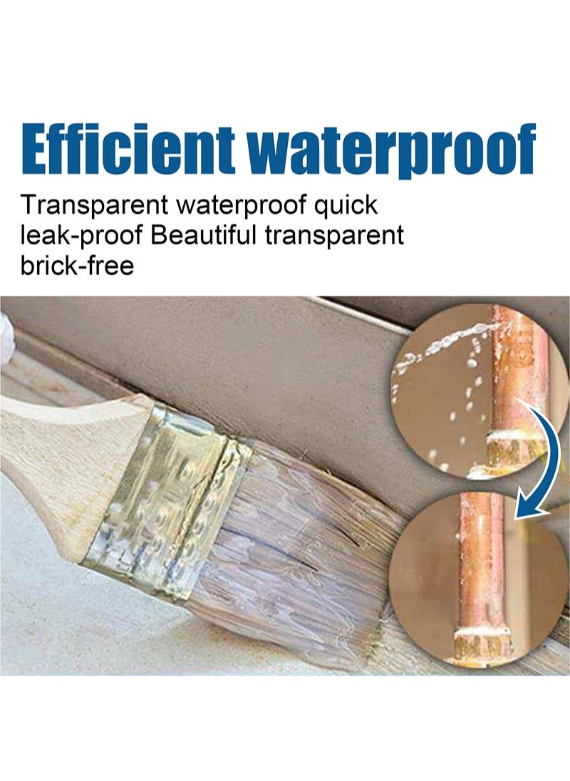 JUE-FISH Transparent Waterproof Adhesive Transparent Waterproof Glue with Brush Waterproof Insulating Sealant Glue Polyurethane Waterproof Coating Multipurpose Anti-Leakage Agent Transparent Waterproof Coating  - Image 4