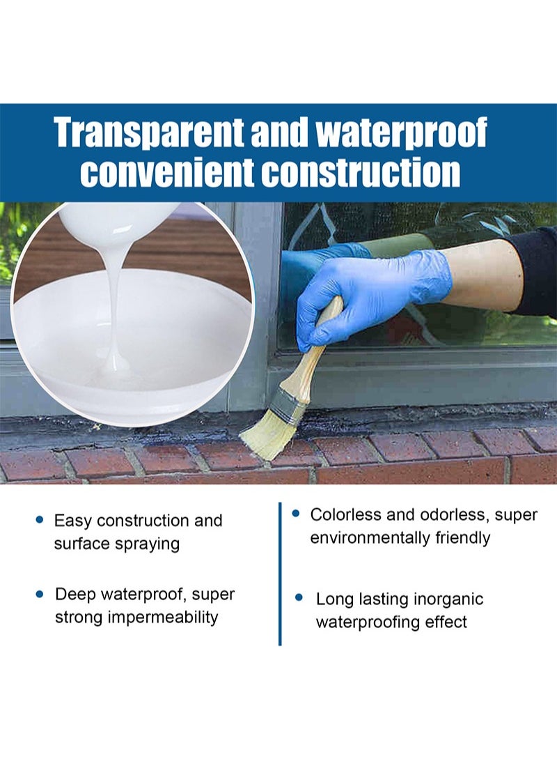 Transparent Waterproof Adhesive Transparent Waterproof Glue with Brush Waterproof Insulating Sealant Glue Polyurethane Waterproof Coating Multipurpose Anti-Leakage Agent Transparent Waterproof Coating