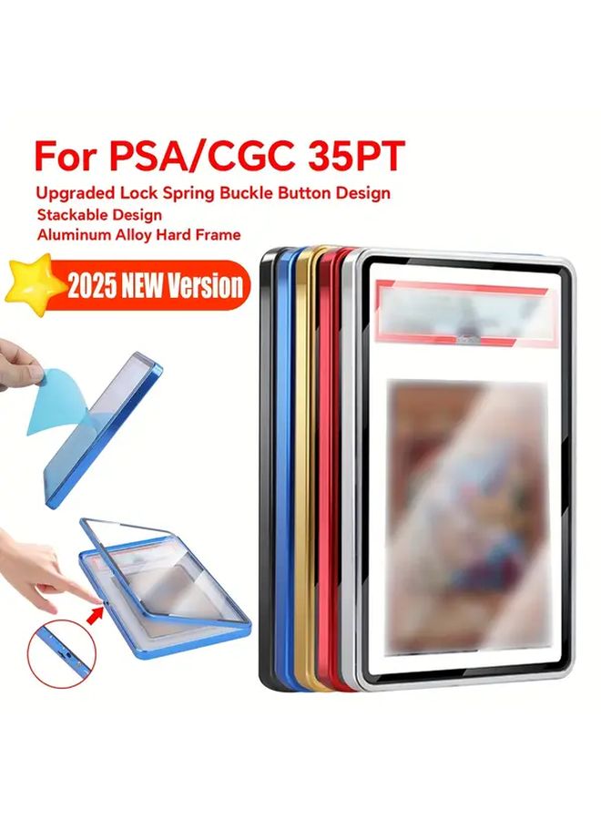 2025 Stackable Aluminum Glass Composite Card Screw Protector Lock Spring Clip Design Universal Scratch And Light Damage Protector For Sports Game Cards Black - Image 1