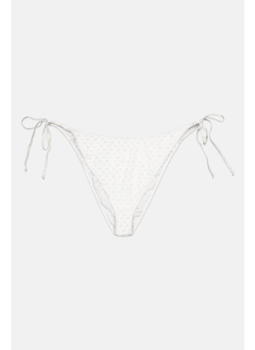 boohoo - Women Eyelet Side Tie Bikini Bottom, White - Image 1