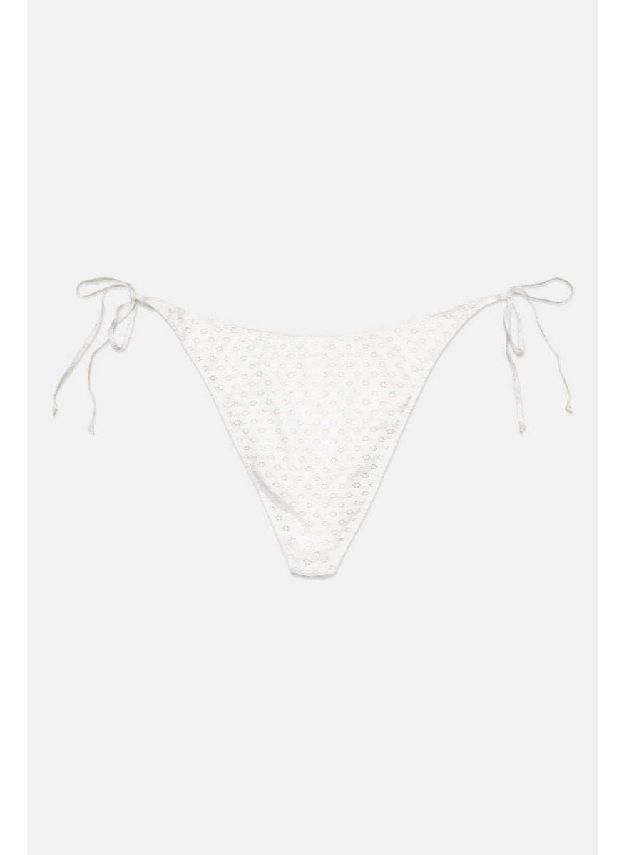 boohoo - Women Eyelet Side Tie Bikini Bottom, White - Image 1