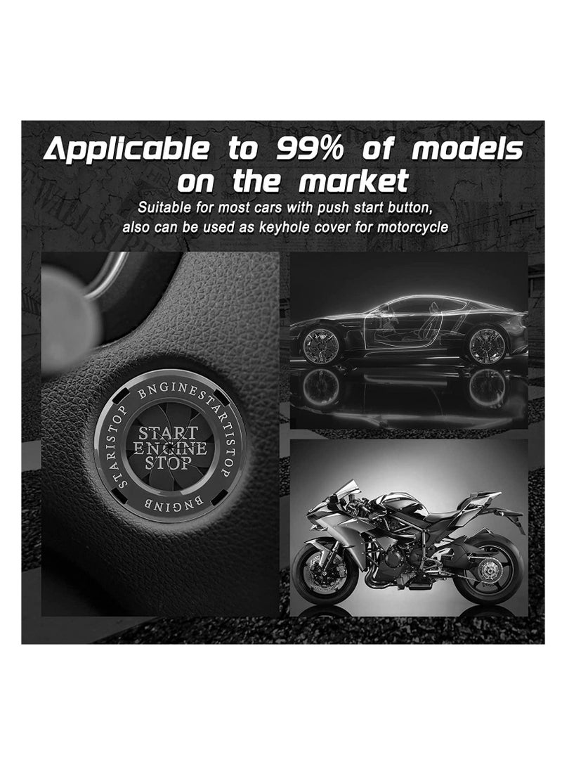 Car Start on Cover, Engine Start Stop on Spin Cover, One Key Start on Cover Anti-Scratch Universal on Replacement Decoration Protector Ring, Titanium Black - Image 3