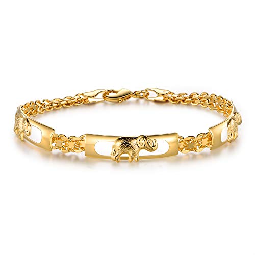 Barzel 18K Gold Plated Elephant Bracelet For Women Elephant Jewelry (Gold BR158) - Image 1