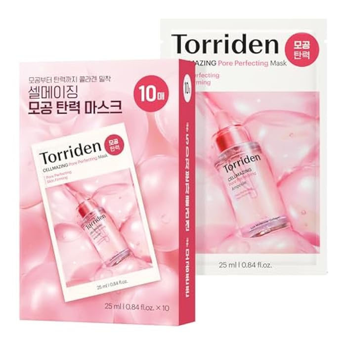 Torriden قناع توريدن CELLMAZING لتصحيح المسام (10 ورقات) | قناع معزز للمرونة للمسام | مركب كولاجين 5D، ببتيد | قناع وجه كوري - Image 1