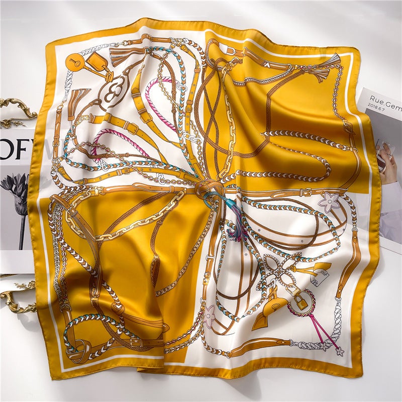 Factory wholesale scarves ladies scarf shawls 70cm Korean small square silk satin printed spring and summer sunscreen scarf - Image 3
