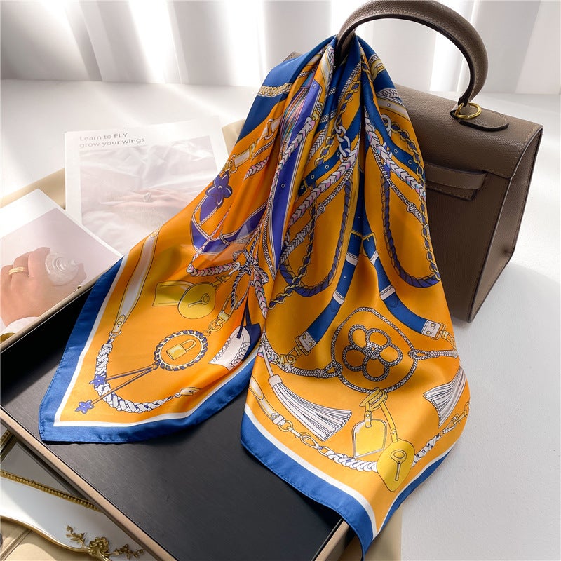 Factory wholesale scarves ladies scarf shawls 70cm Korean small square silk satin printed spring and summer sunscreen scarf - Image 5