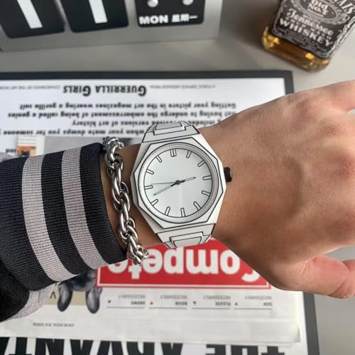 FANMIS Men's Anime-Inspired Fashion Sketch Wristwatch Minimalist Creative Wormhole Design Watch Stylish and Durable Timepiece for Men's Sports Watch (White) - Image 4