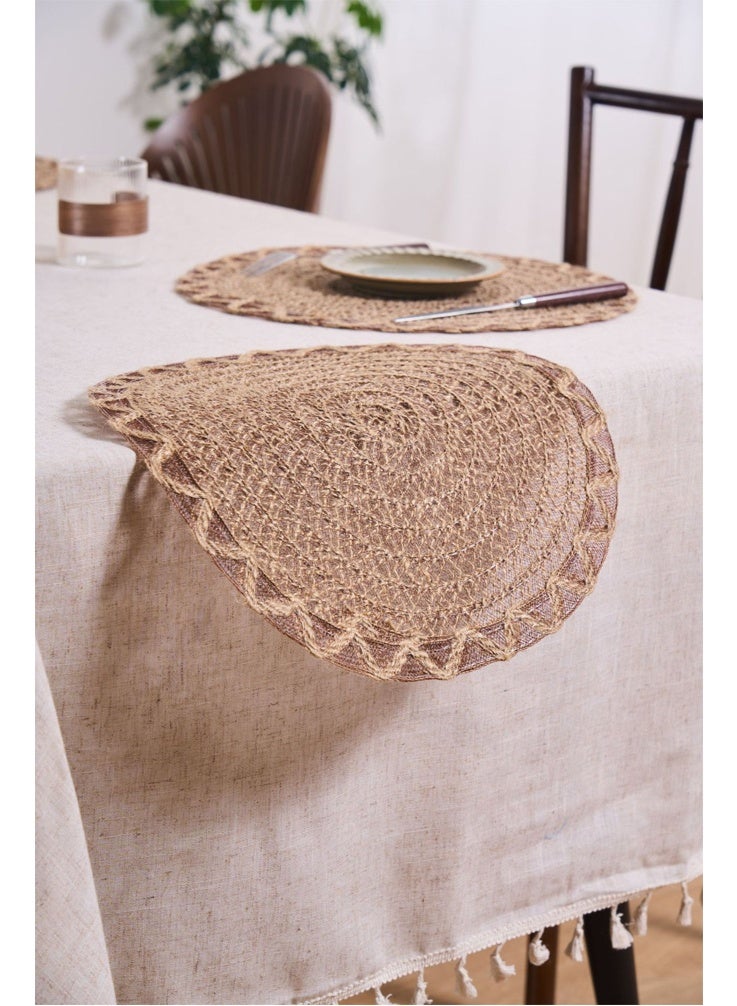 4 Pieces Round Jute Woven Placemats - Heat Resistant Table Mats with Hollow Out Design, Non-Slip & Decorative Dinner Plate Pads for Kitchen Dining Table (38cm,Natural Brown) - Image 5
