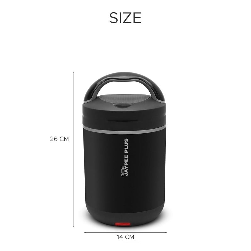 JAYPEE PLUS هوتلاين 3-320X3 مل ستانلس ستيل داخلي | هيكل بلاستيكي خارجي | صندوق غداء كهربائي للمكتب | تصميم مضاد للصدمات | خالي من BPA | إعادة تسخين الطعام في 30 دقيقة | حافظة مريحة لكابل الطاقة، أسود - Image 5