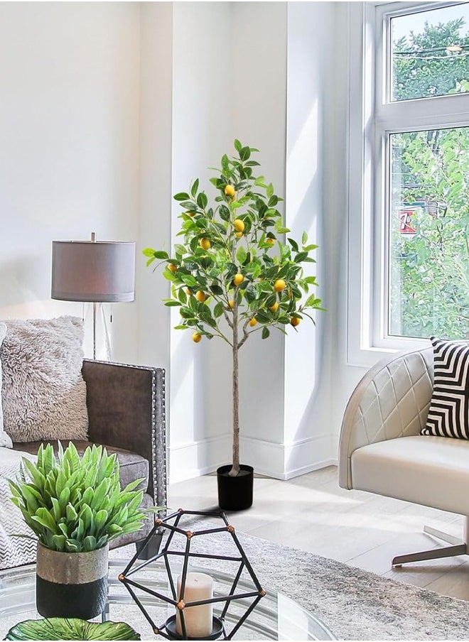 APEX 5Feet Artificial Lemon Tree Decoration Fake Plants with Fruits for Home House Table Office Garden Indoor Outdoor Plastic Pot Realistic Leaves  - Image 2