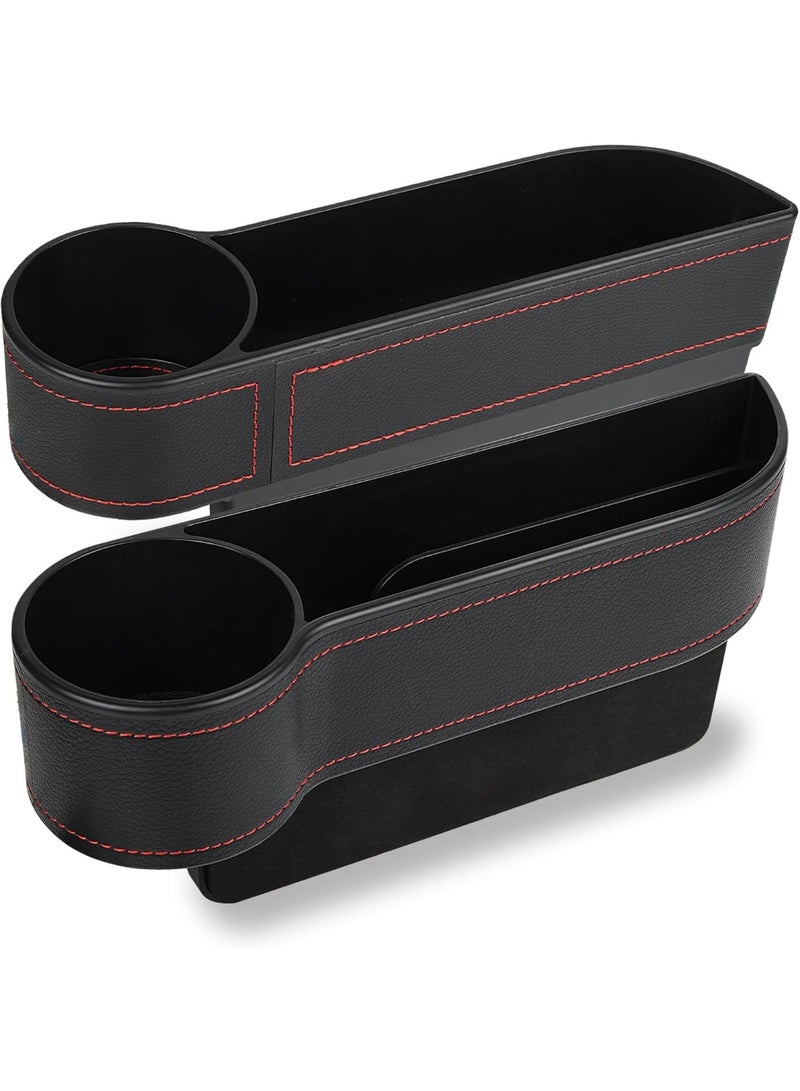 2 Pack Car Seat Gap Filler Organizer, Automotive Front Seat Storage with Cup Holder, Auto Console Side Extra Storage Boxes - Passenger & Driver Side - Image 1