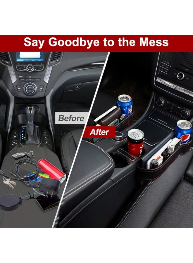 2 Pack Car Seat Gap Filler Organizer, Automotive Front Seat Storage with Cup Holder, Auto Console Side Extra Storage Boxes - Passenger & Driver Side - Image 2